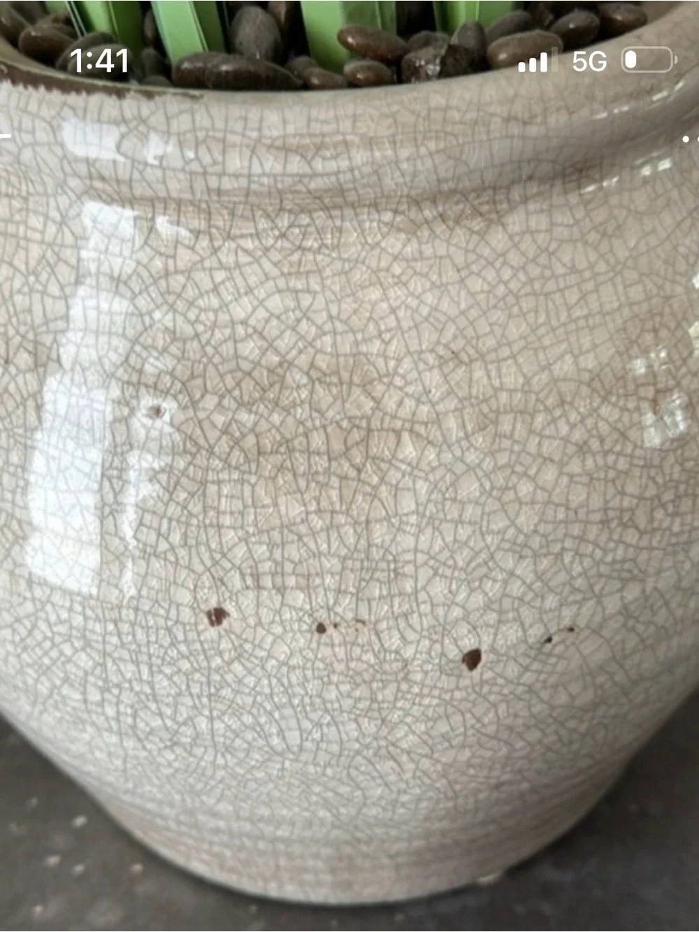 Restoration Hardware Green Faux Grass in Cream Ceramic Pot